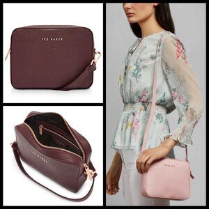 💕TED BAKER💕 Saphire Soft Leather Crossbody Camera Bag Leather Deep Purple NWT